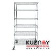 Heavy-duty chrome caster shelf, compact size.