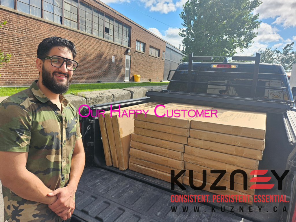 Happy KUZNEY customer with heavy-duty shelving system