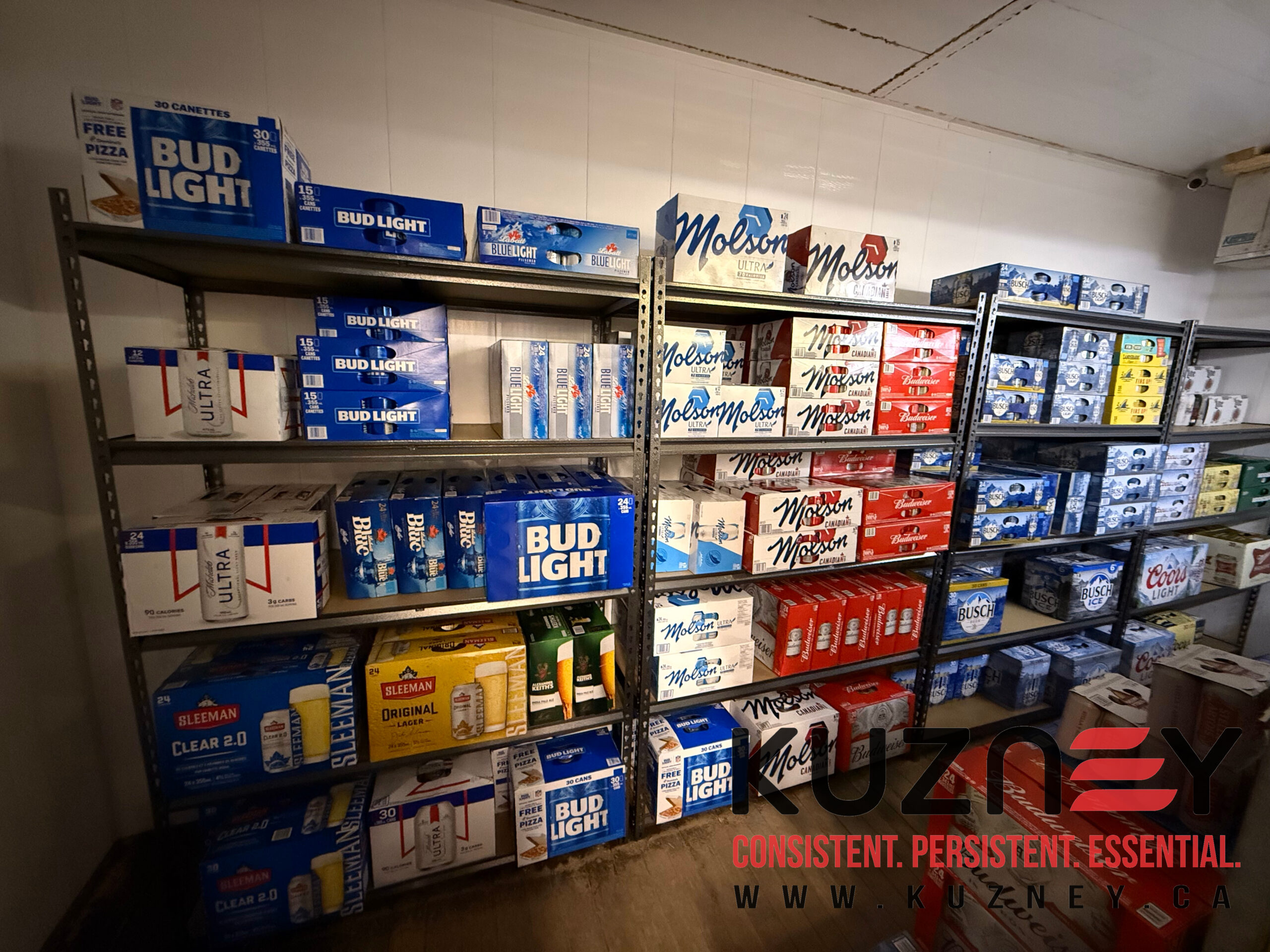 KUZNEY commercial shelving used for beverage and beer storage in the GTA