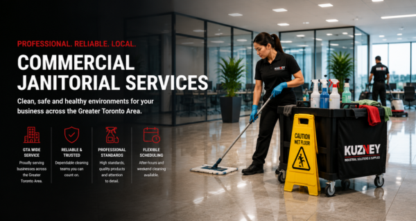 KUZNEY commercial janitorial services for offices, warehouses, retail and industrial facilities across the Greater Toronto Area